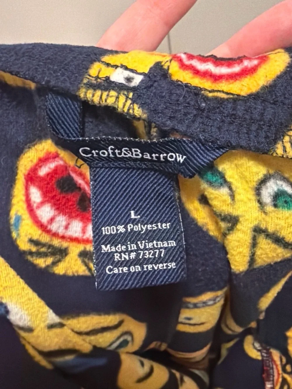 croft & barrow Black Pajama Pants with Yellow Emoji Print